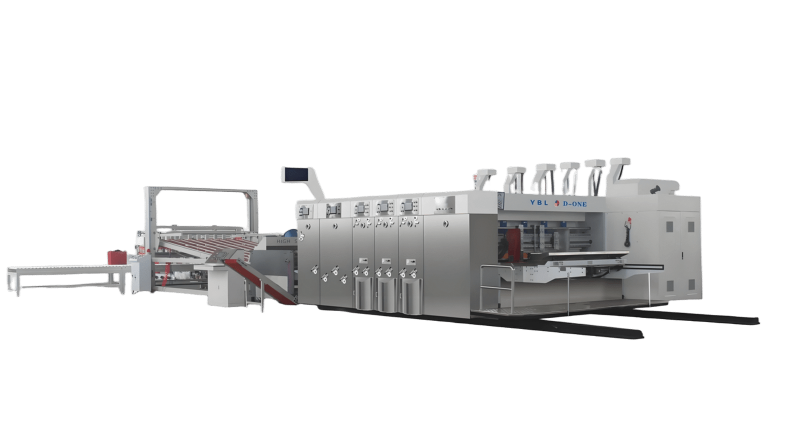 YBL-1628CD Fully Automatic Four Color Printing Slotting Die Cutting Carton Box Making Machine