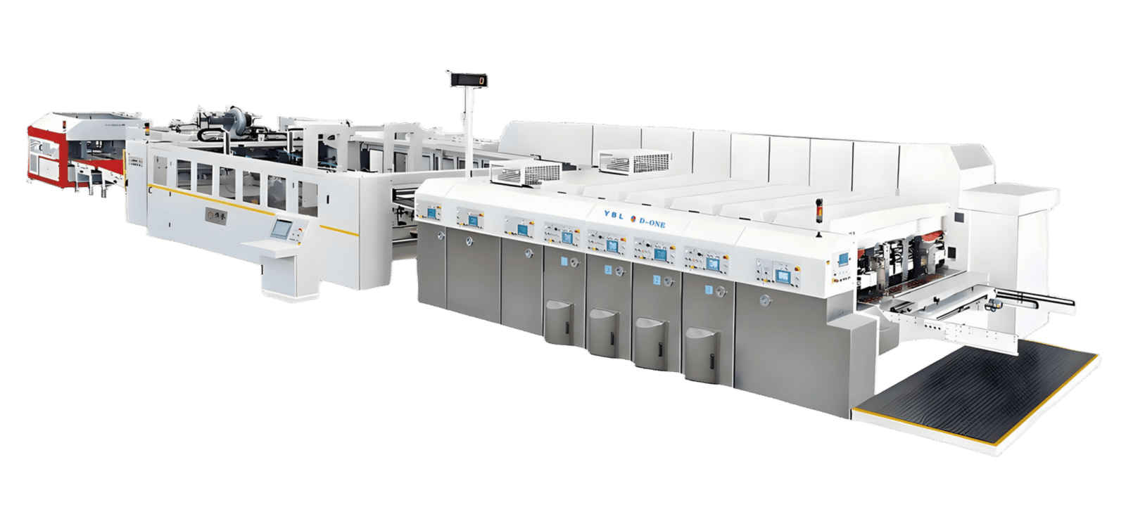 Vacuum Adsorption Paper Feeding Four-color Slotting Die-cutting Printing Machine + Top Folding and Gluing Line