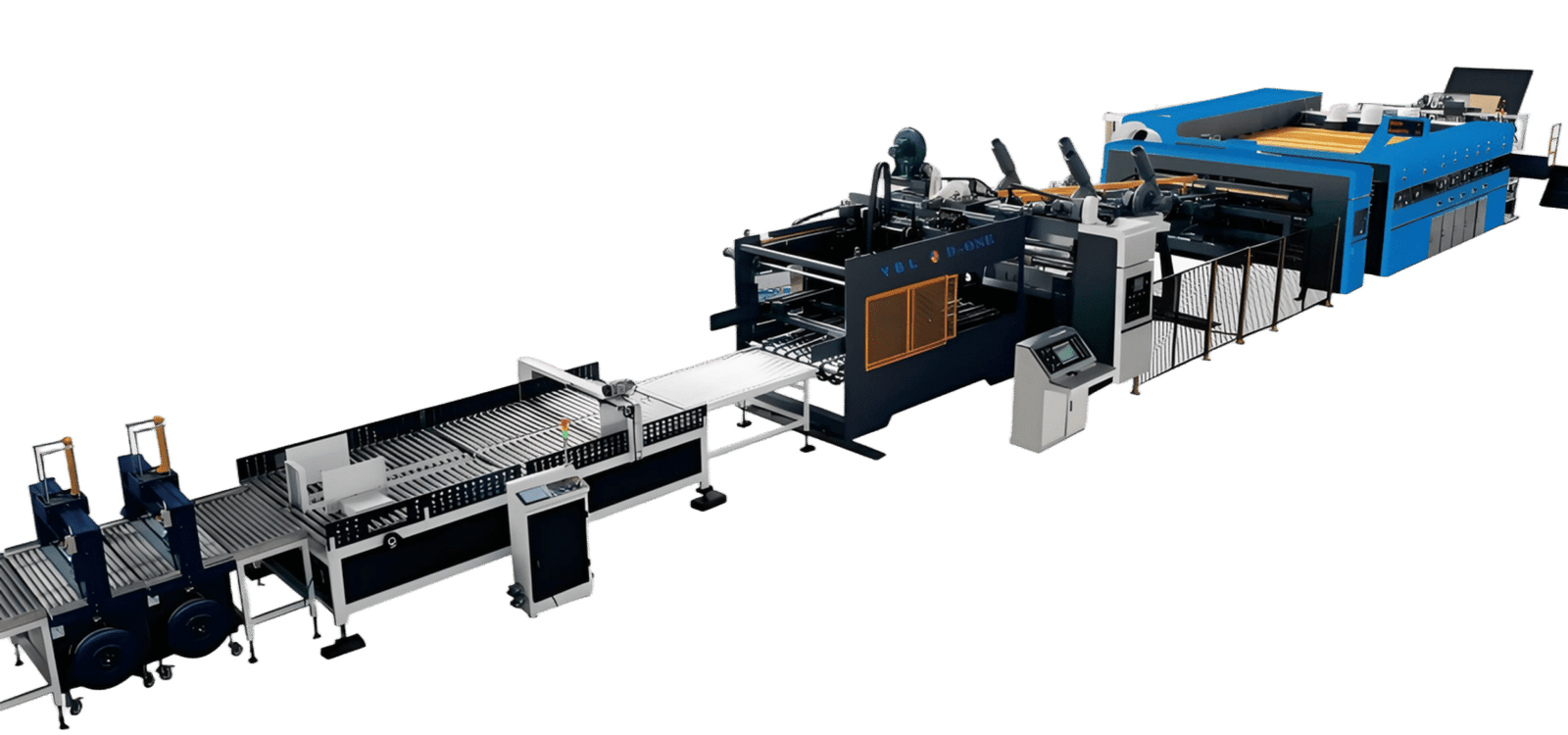 Vacuum Adsorption Paper Feeding Four-color Slotting Die-cutting Printing Machine + Top Folding and Gluing Line